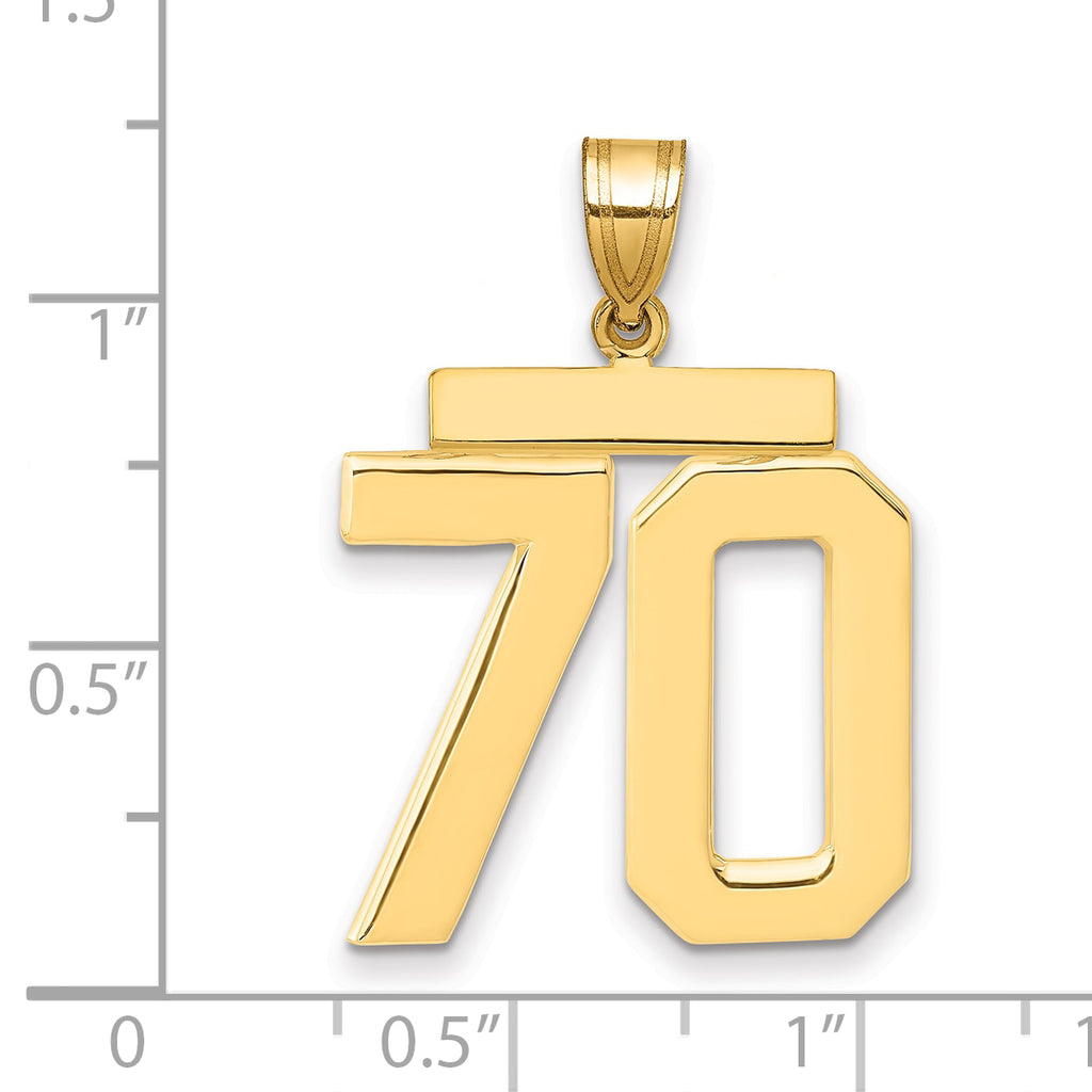 10K Yellow Gold Polished Large Number 70 Charm