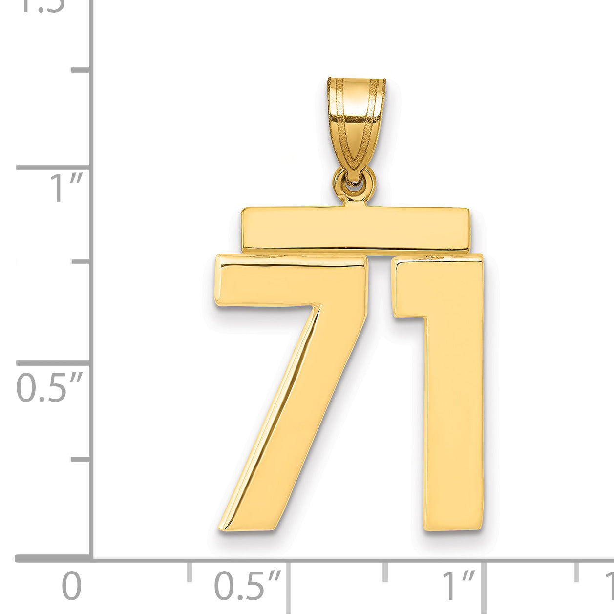 10K Yellow Gold Polished Large Number 71 Charm