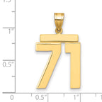 10K Yellow Gold Polished Large Number 71 Charm