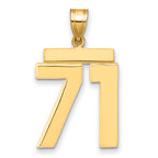 10K Yellow Gold Polished Large Number 71 Charm