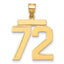 10K Yellow Gold Polished Large Number 72 Charm