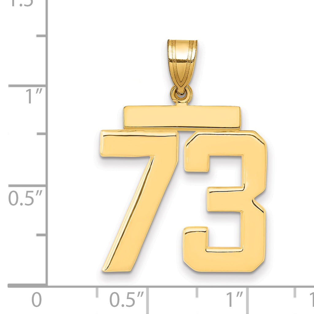 10K Yellow Gold Polished Large Number 73 Charm
