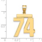 10K Yellow Gold Polished Large Number 74 Charm