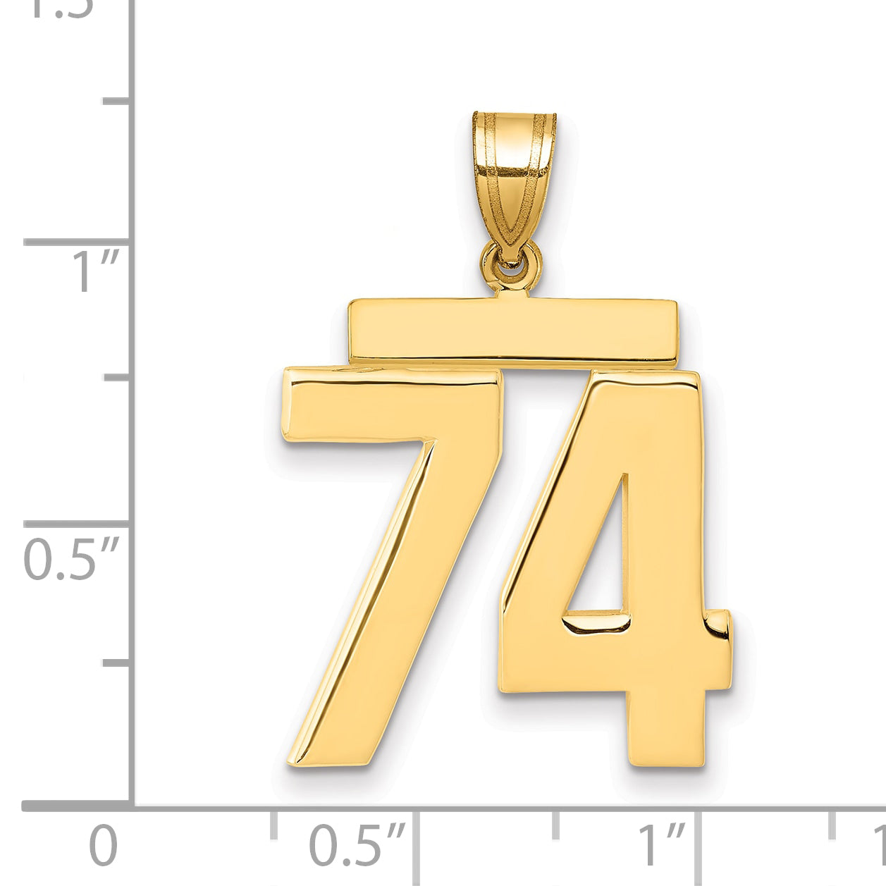 10K Yellow Gold Polished Large Number 74 Charm