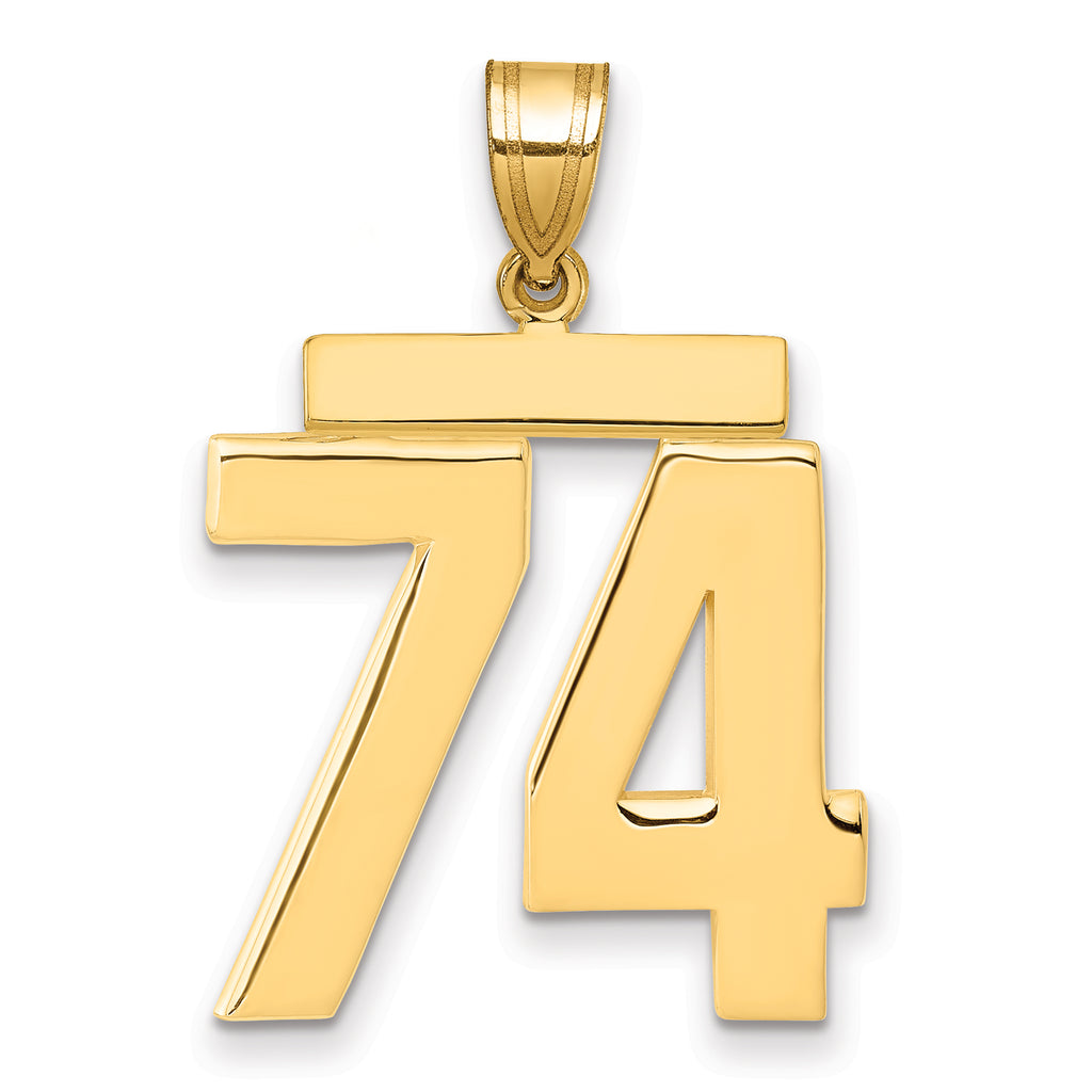 10K Yellow Gold Polished Large Number 74 Charm