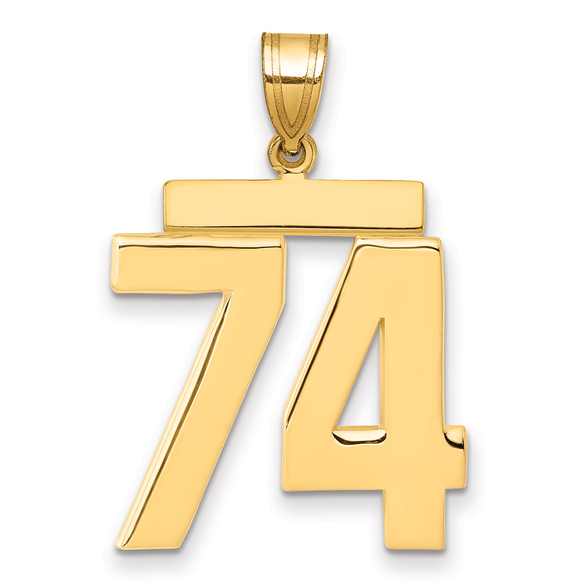 10k Large Polished Number 74 Charm
