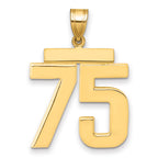 10K Yellow Gold Polished Large Number 75 Charm