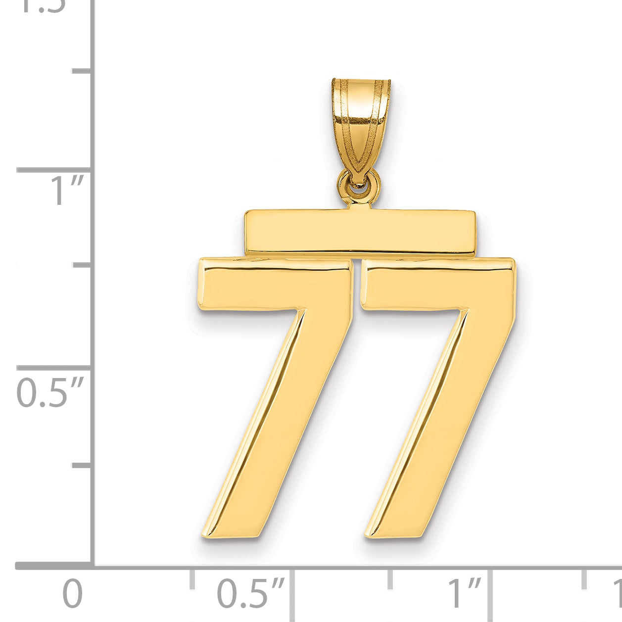 10K Yellow Gold Polished Large Number 77 Charm