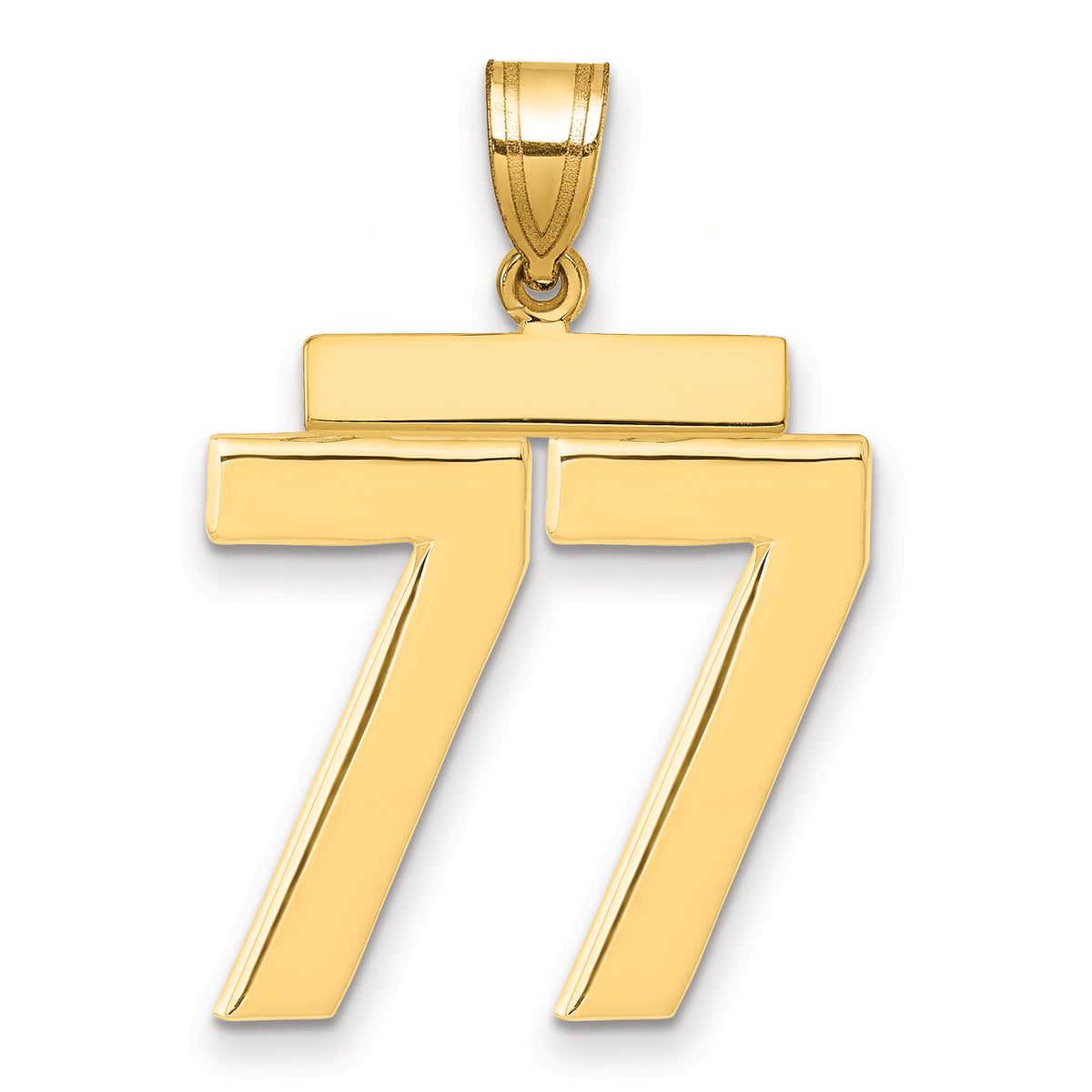 10k Large Polished Number 77 Charm