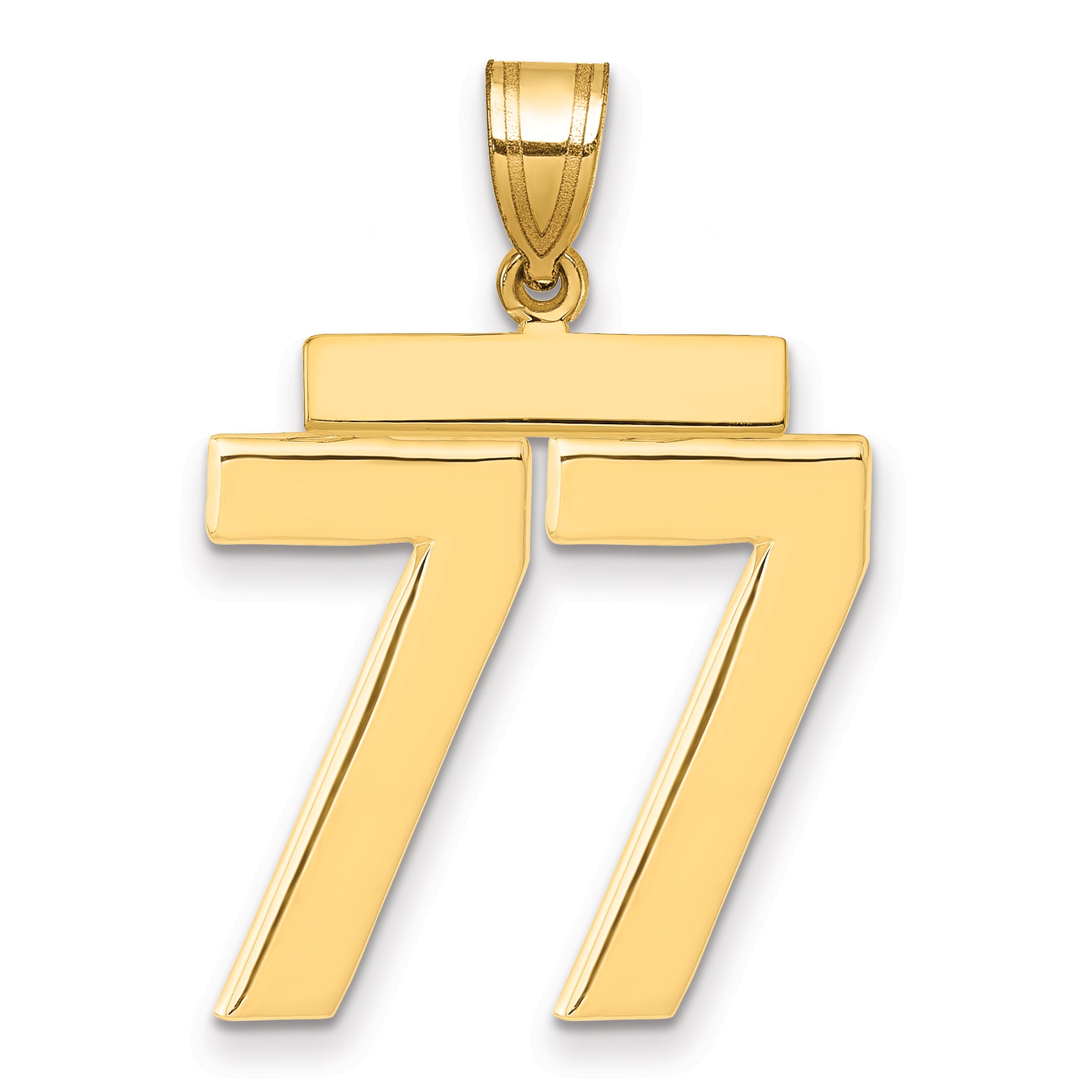 10K Yellow Gold Polished Large Number 77 Charm