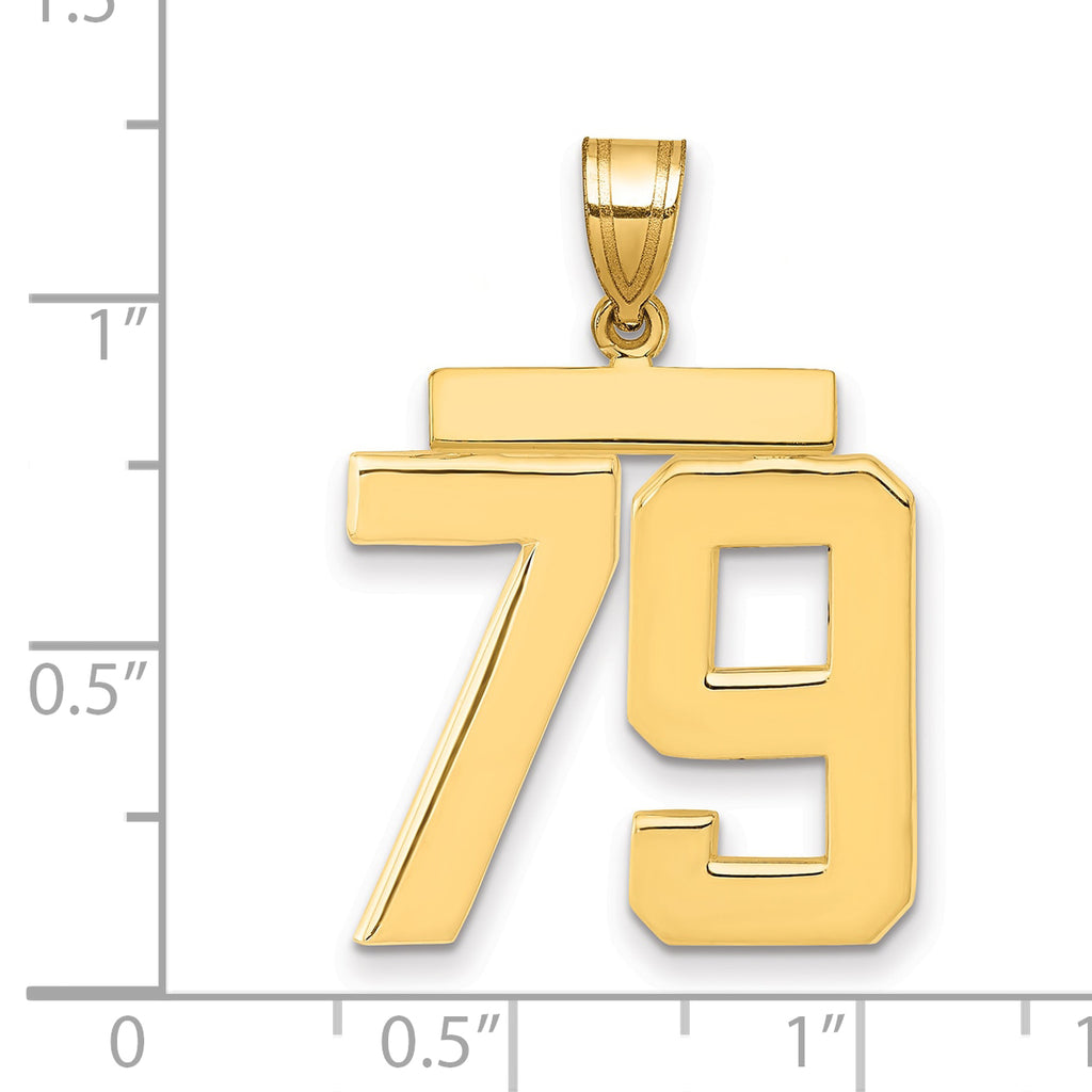 10K Yellow Gold Polished Large Number 79 Charm