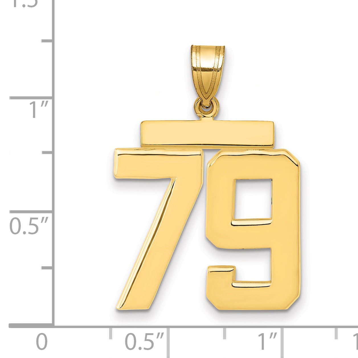 10K Yellow Gold Polished Large Number 79 Charm