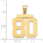 10K Yellow Gold Polished Large Number 80 Charm
