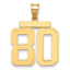10K Yellow Gold Polished Large Number 80 Charm