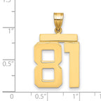 10K Yellow Gold Polished Large Number 81 Charm