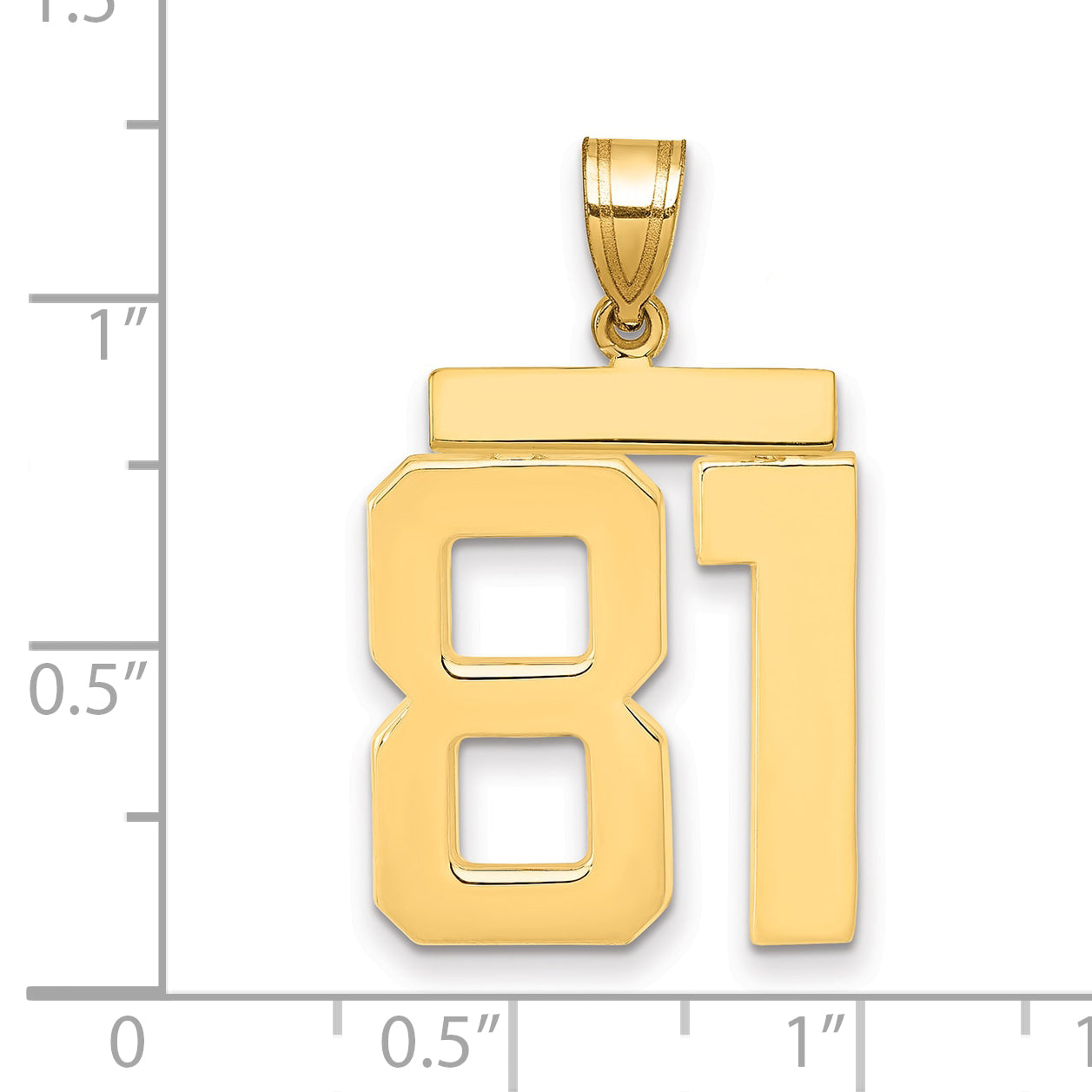 10K Yellow Gold Polished Large Number 81 Charm