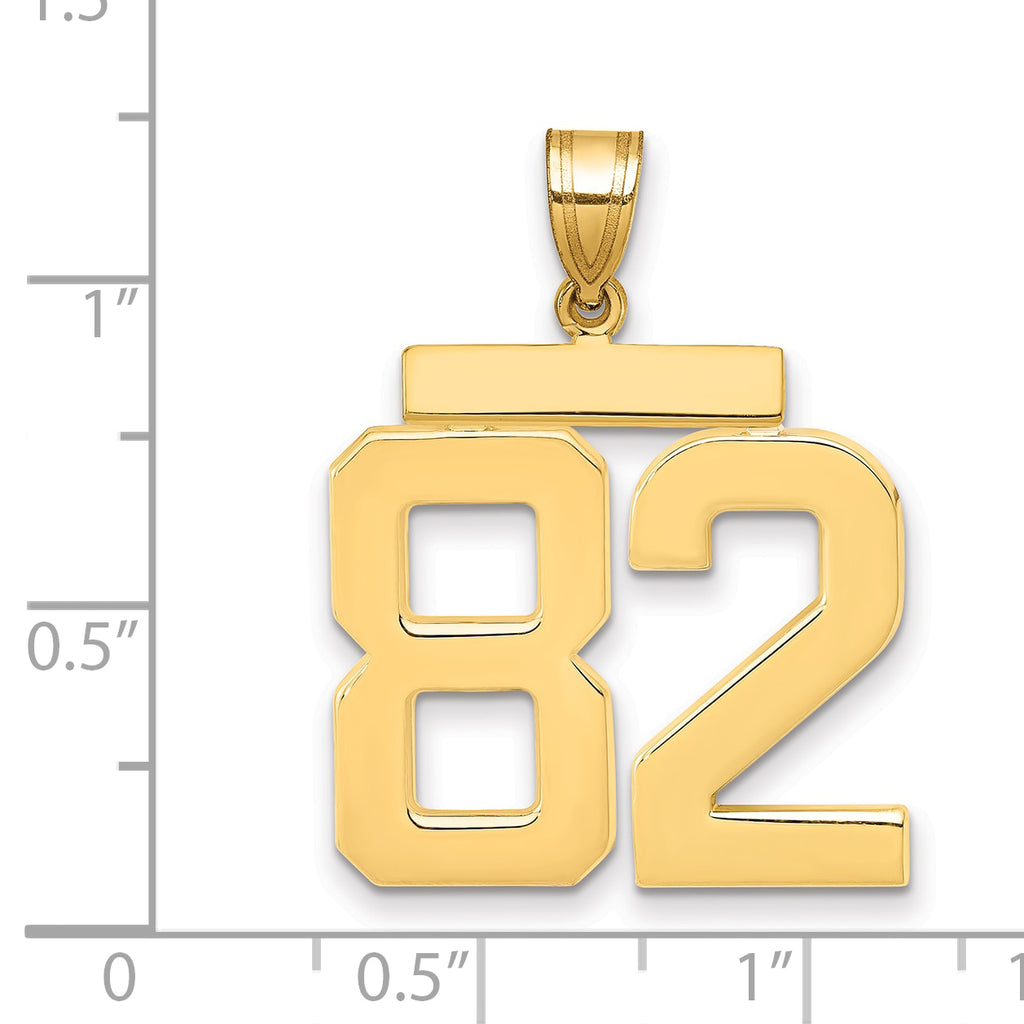 10K Yellow Gold Polished Large Number 82 Charm