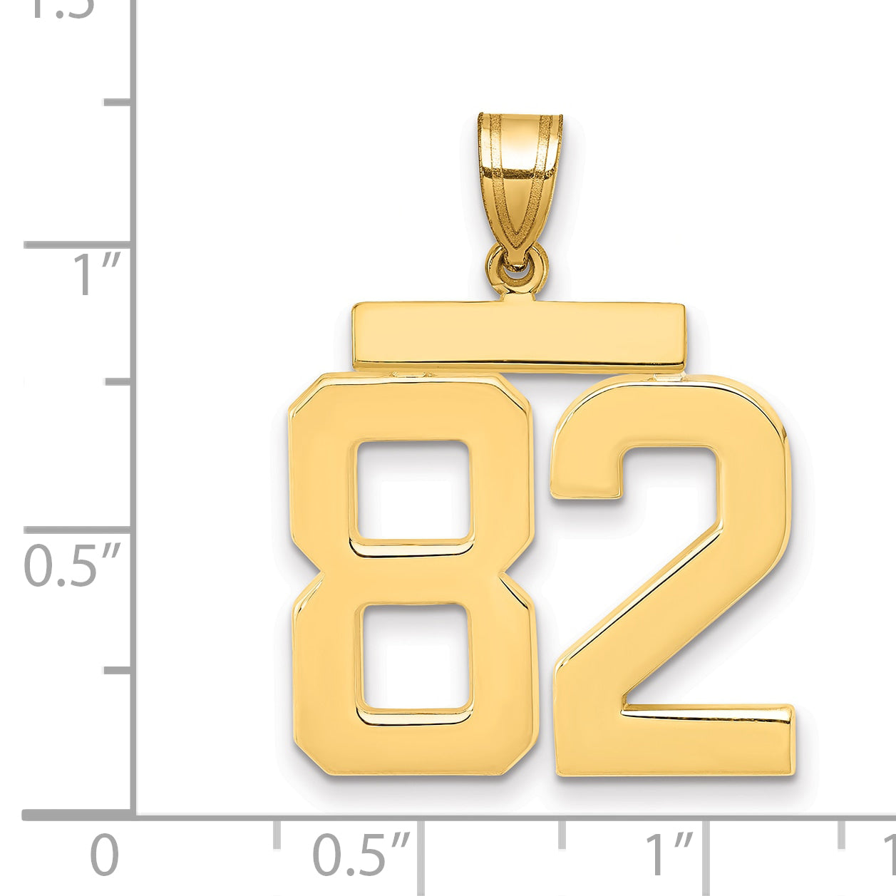 10K Yellow Gold Polished Large Number 82 Charm