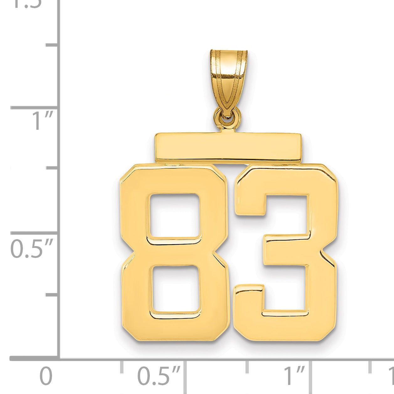 10K Yellow Gold Polished Large Number 83 Charm