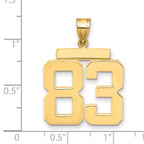 10K Yellow Gold Polished Large Number 83 Charm