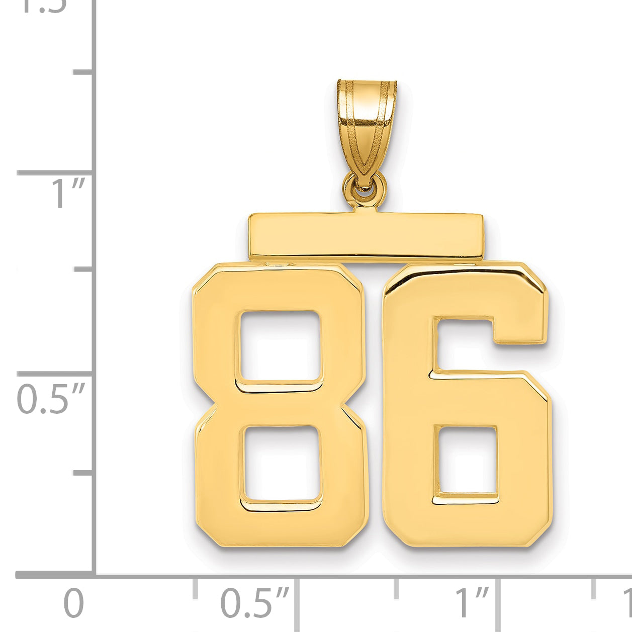 10K Yellow Gold Polished Large Number 86 Charm