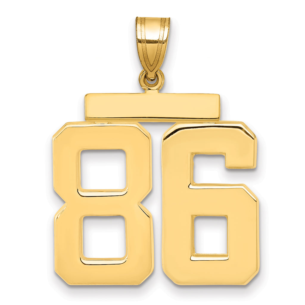 10K Yellow Gold Polished Large Number 86 Charm