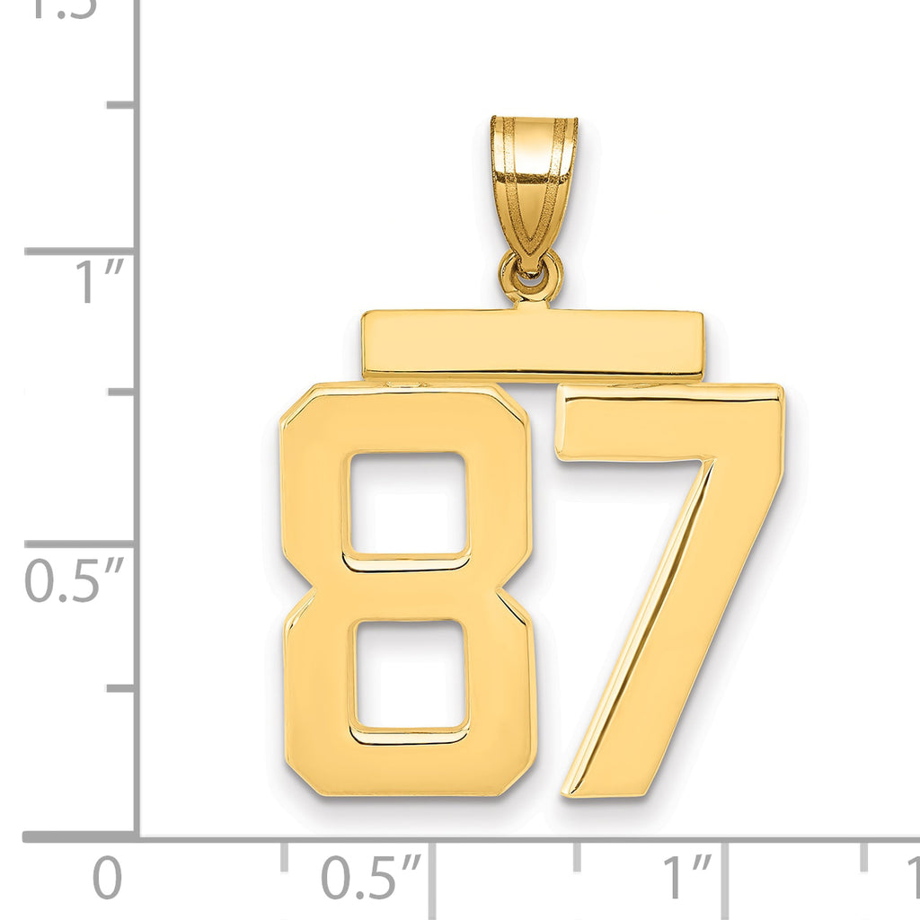 10K Yellow Gold Polished Large Number 87 Charm