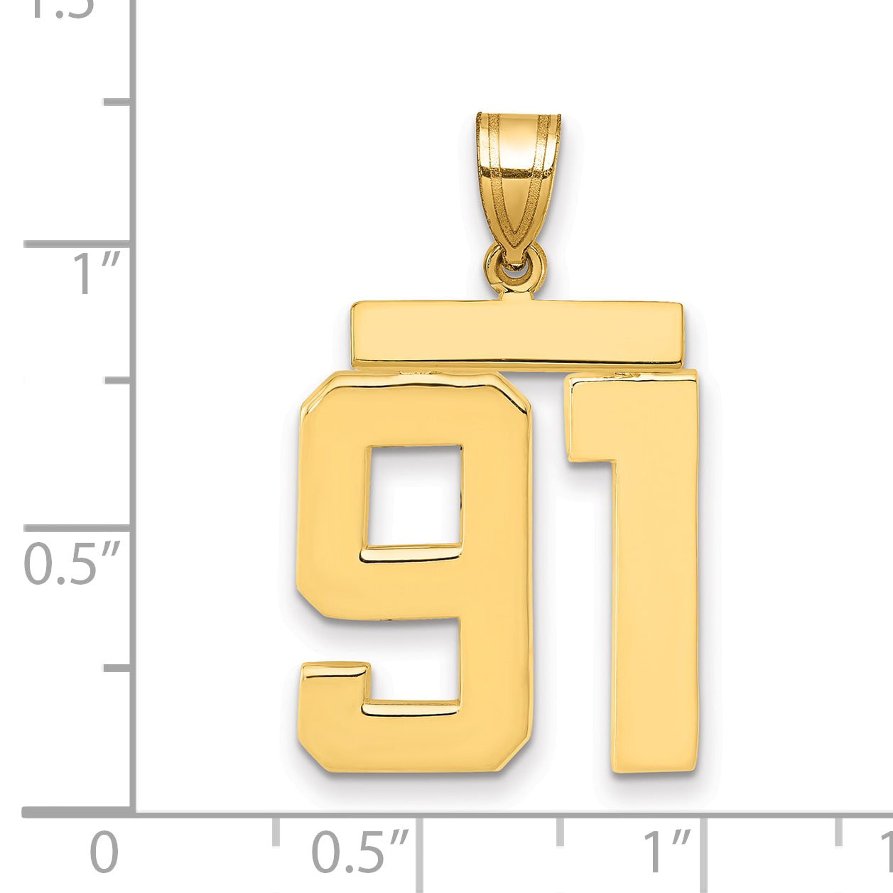 14k Large Polished Number 91 Charm Main image