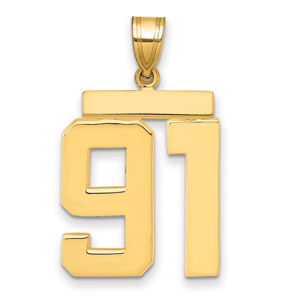 10K Yellow Gold Polished Large Number 91 Charm
