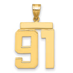10K Yellow Gold Polished Large Number 91 Charm