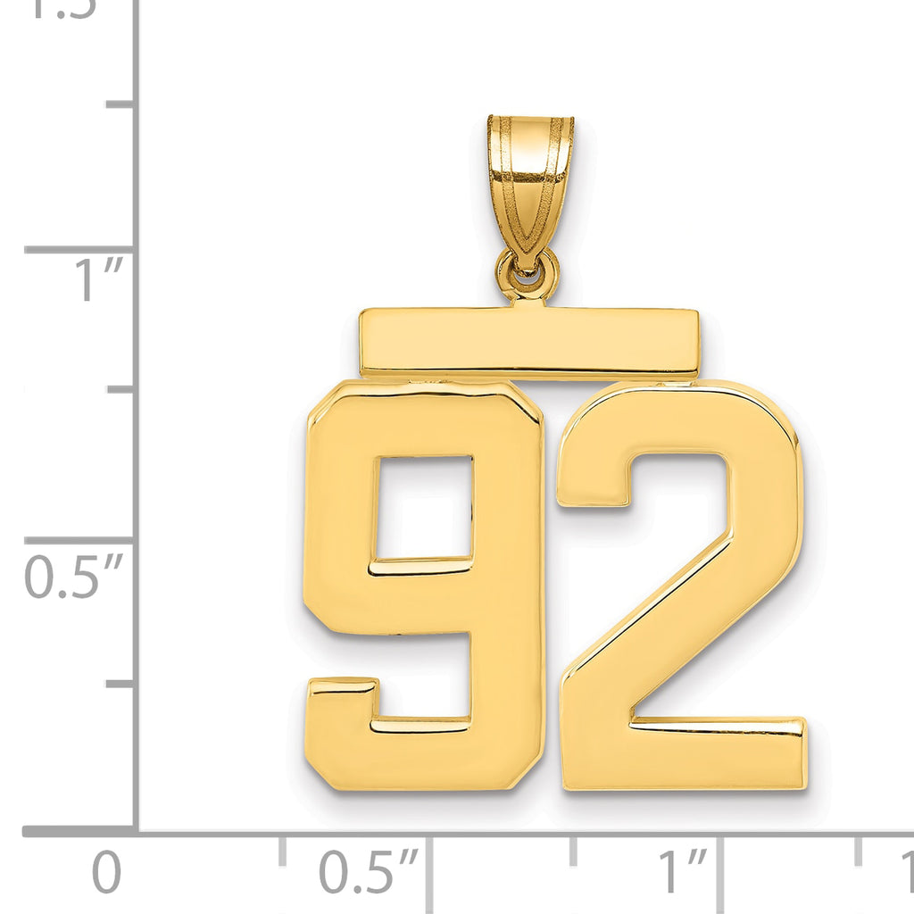 10K Yellow Gold Polished Large Number 92 Charm