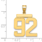 10K Yellow Gold Polished Large Number 92 Charm