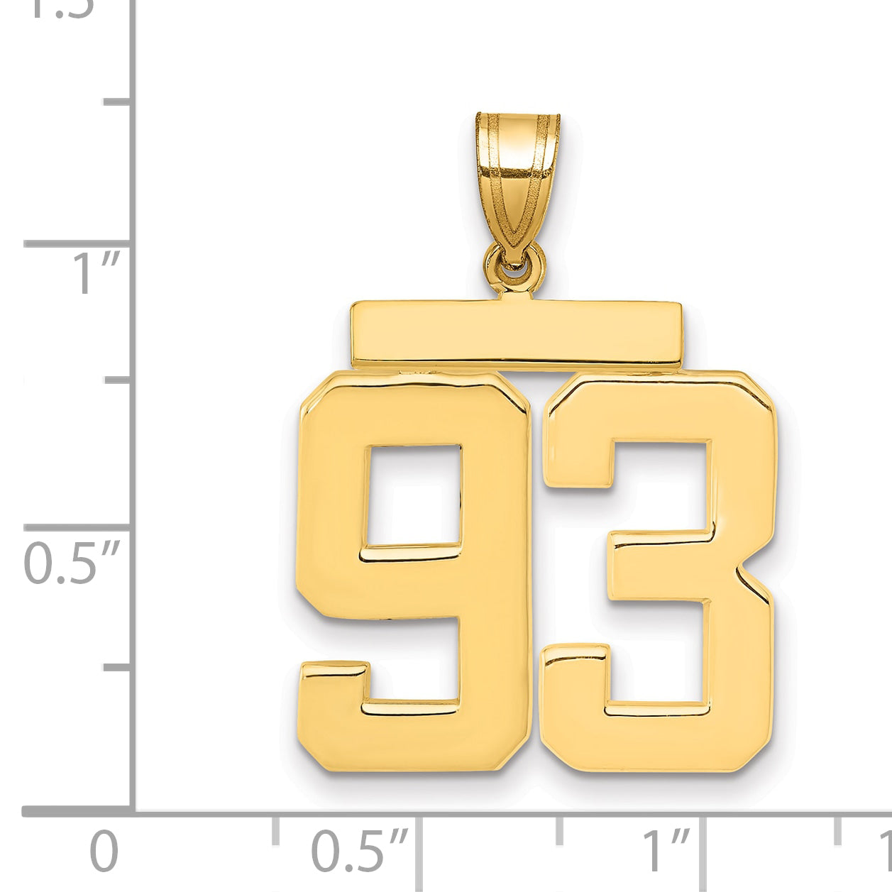 10K Yellow Gold Polished Large Number 93 Charm Secondary image