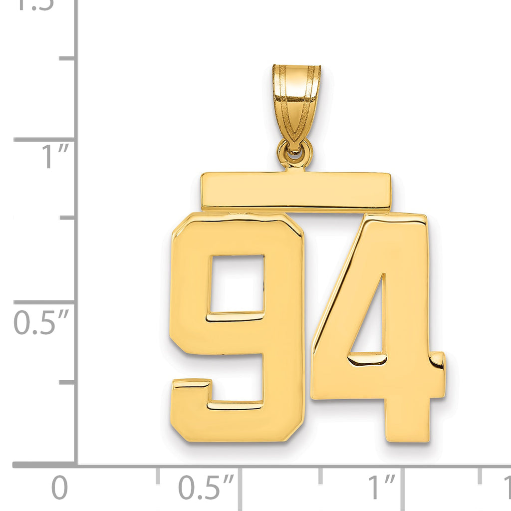 10K Yellow Gold Polished Large Number 94 Charm