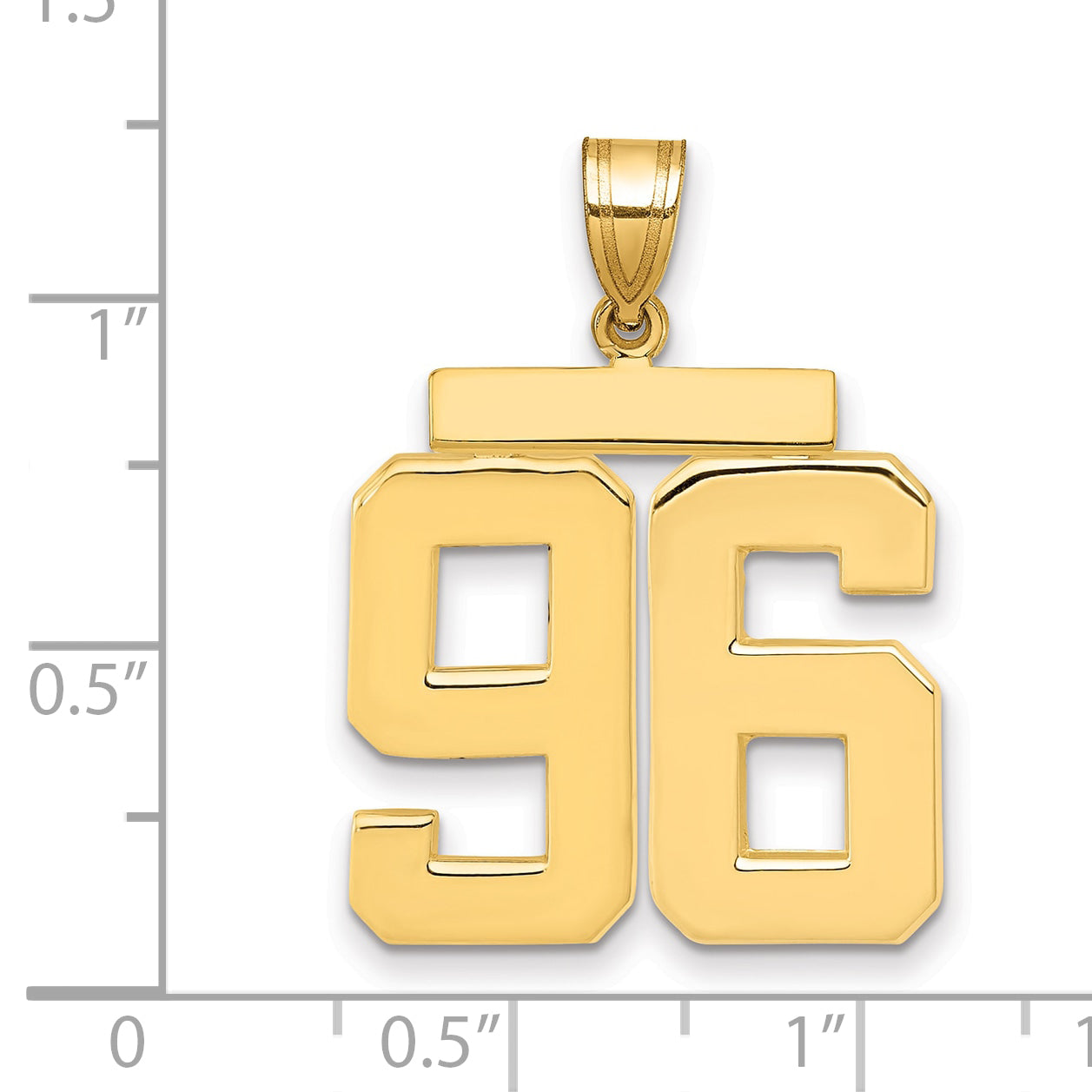 10K Yellow Gold Polished Large Number 96 Charm