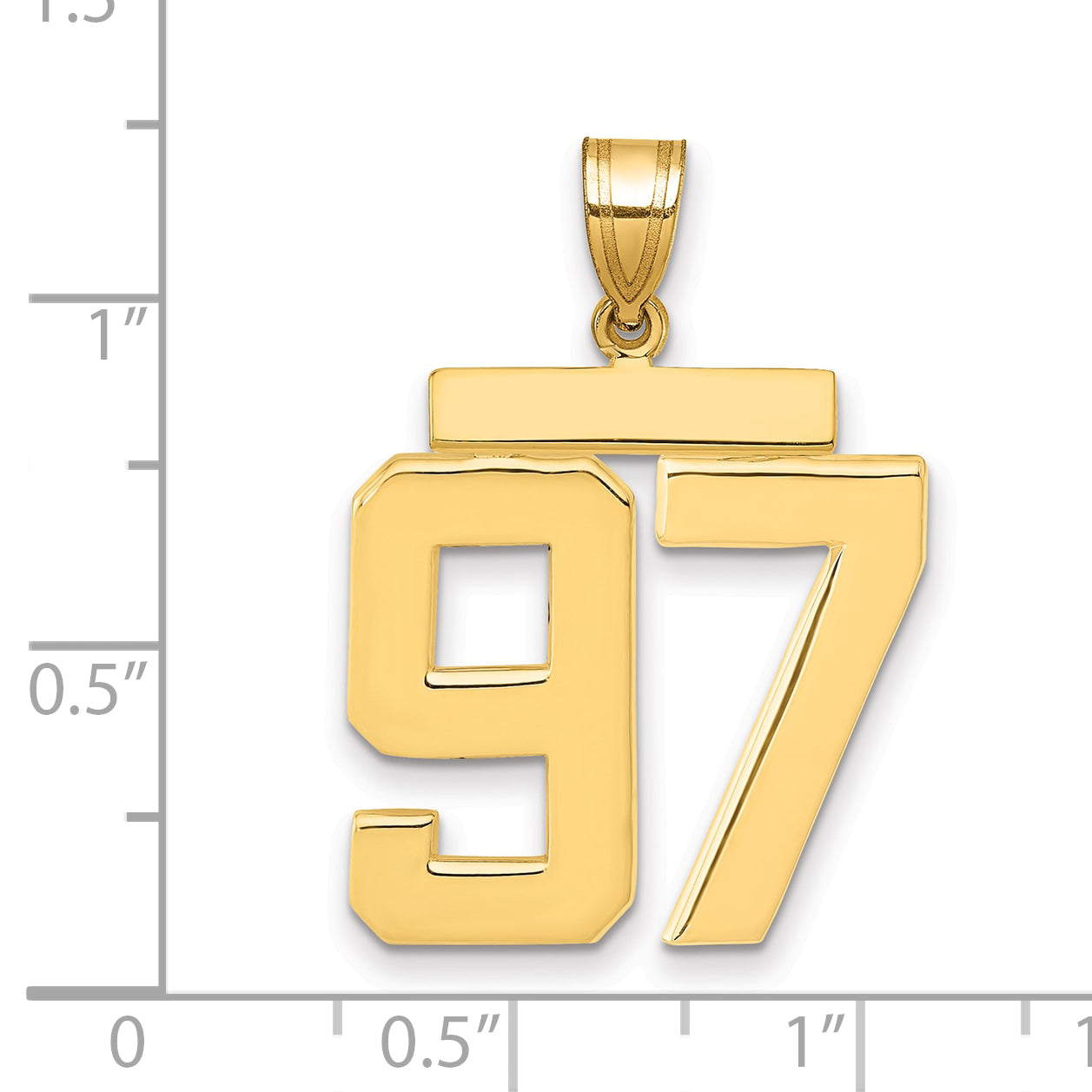 10K Yellow Gold Polished Large Number 97 Charm