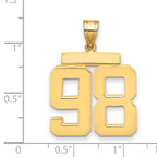 10K Yellow Gold Polished Large Number 98 Charm