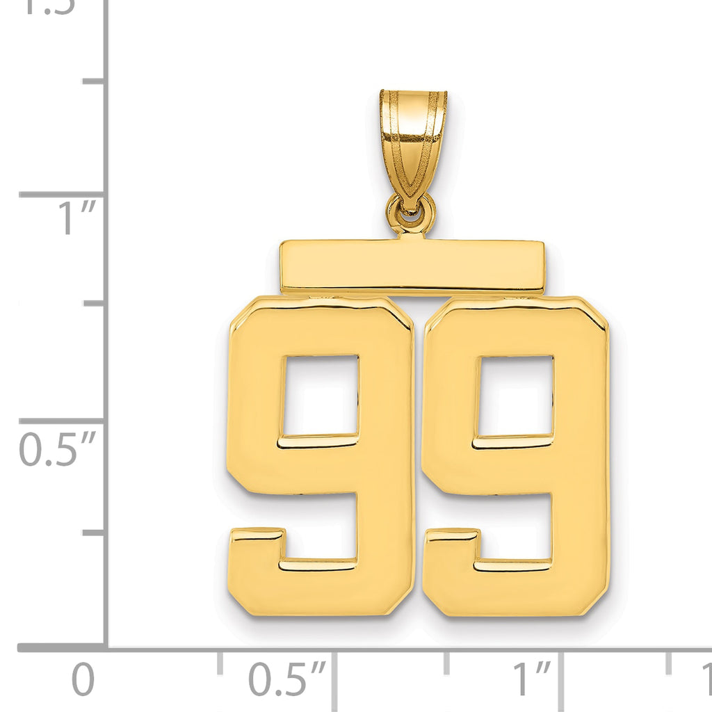 10K Yellow Gold Polished Large Number 99 Charm