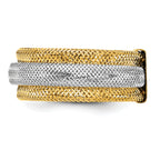 14K w/Rhodium Polished/Textured Stretch Ring