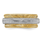14K w/Rhodium Polished/Textured Stretch Ring