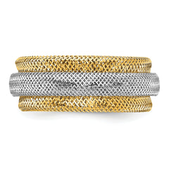 14K w/Rhodium Polished/Textured Stretch Ring