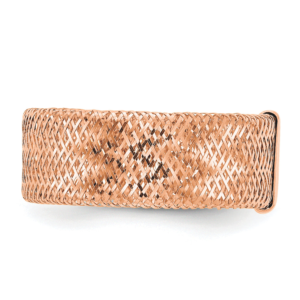 14k with Rose Gold Plating Polished/Textured Stretch Ring