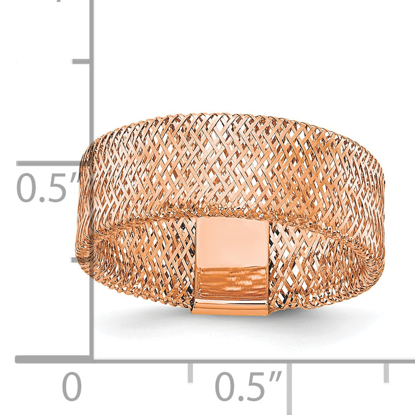 14k with Rose Gold Plating Polished/Textured Stretch Ring
