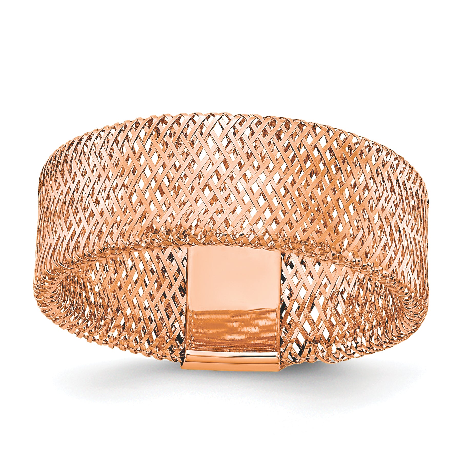 14k with Rose Gold Plating Polished/Textured Stretch Ring