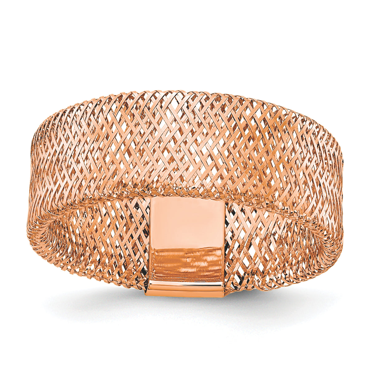 14k with Rose Gold Plating Polished/Textured Stretch Ring