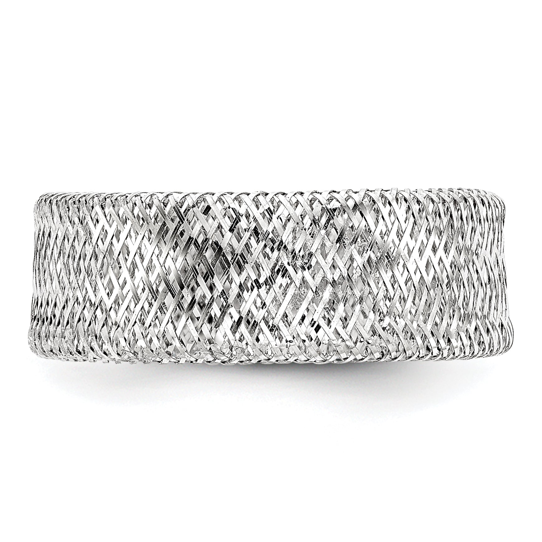 14k w/White Rhodium-plating Stretch Ring