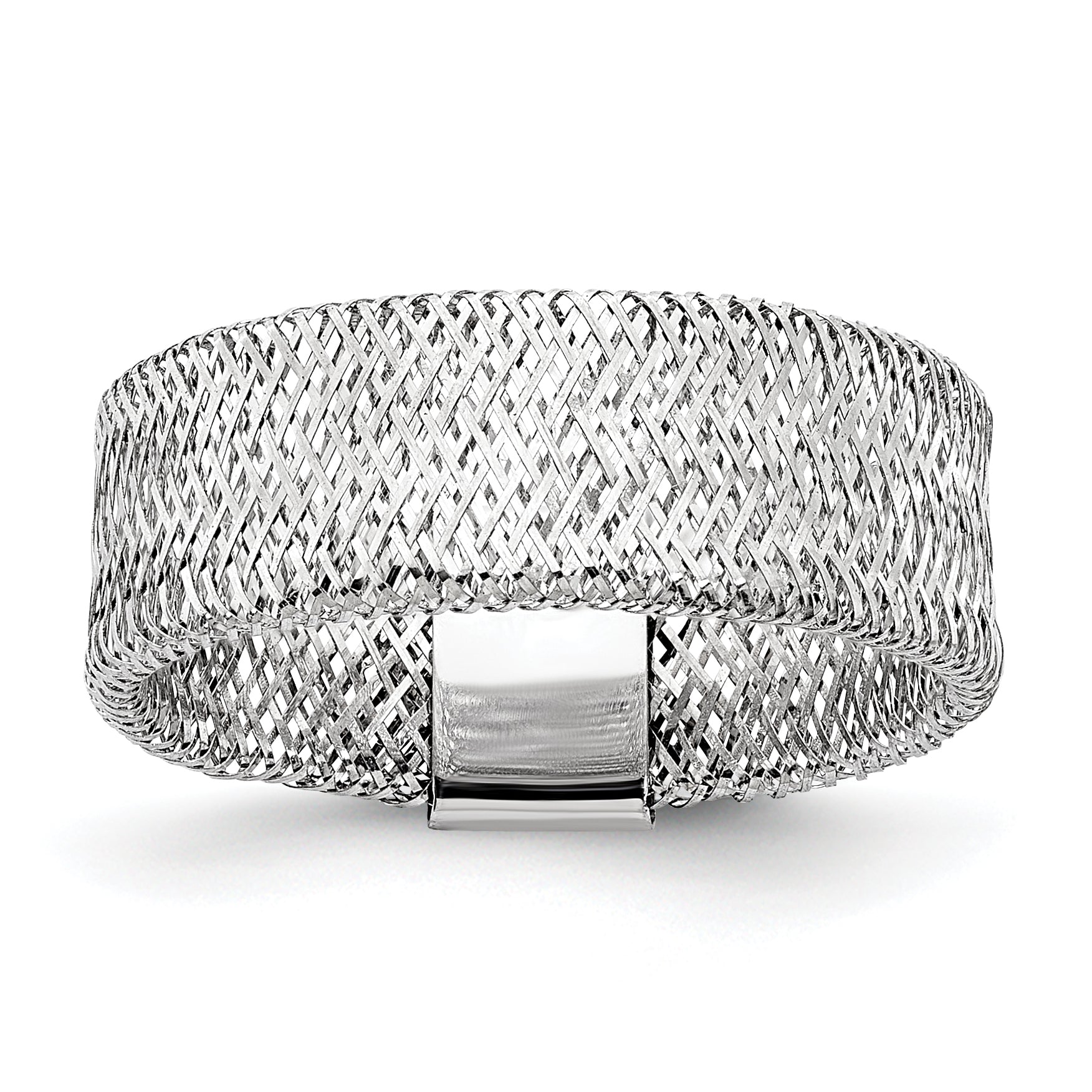 14k w/White Rhodium-plating Stretch Ring