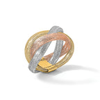 14K with White Rhodium and Rose Gold-plating Polished and Textured Intertwined size 6 Stretch Ring