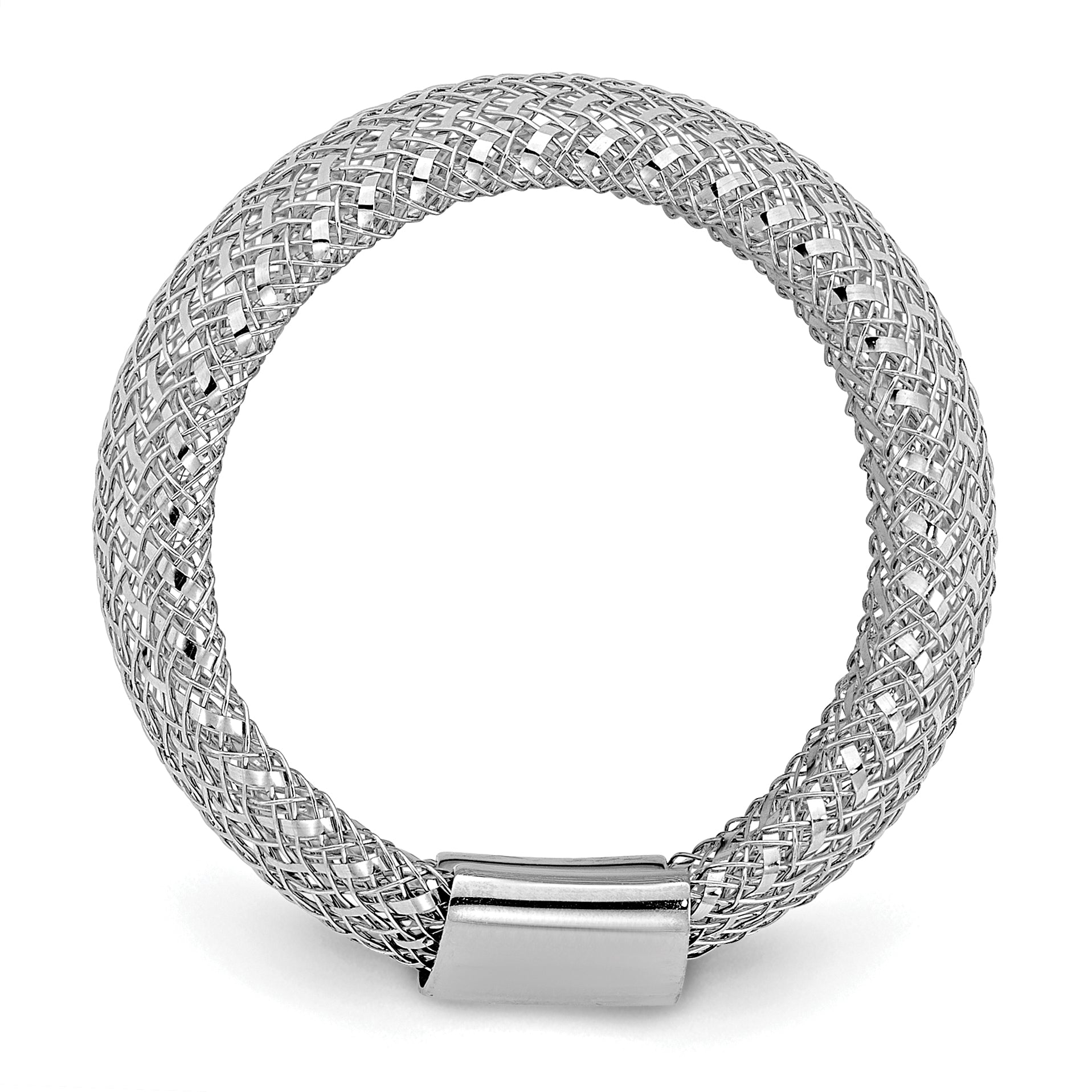 14K with White Rhodium Plating Stretch Ring Secondary image