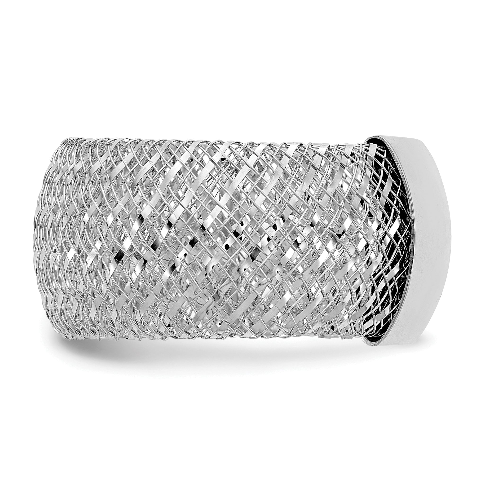14K with White Rhodium Plating Stretch Ring